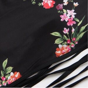CC BIKINI SWIMSUIT SET IN IVORY MESH WITH BLACK VELVET FLORAL EMBROIDERY 622181